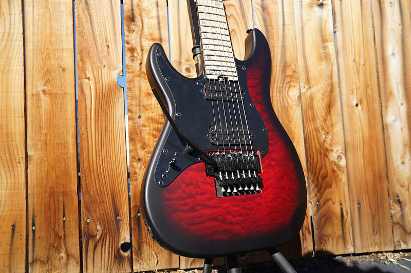 

Schecter DIAMOND SERIES Miles Dimitri Baker SVSS-7 FR - Crimson Red Burst Satin 7-струнная электрогитара для левой руки (2023)