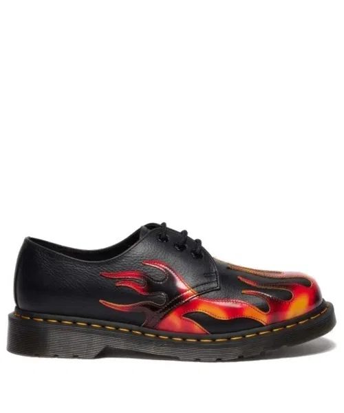 Туфли Dr. Martens 1461 Flame 3 Hole с аппликацией пламени, чёрные