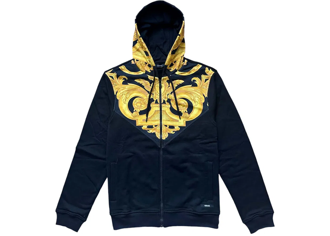 Мужская худи с принтом Versace Medusa Print Zip-Up Hoodie, Black