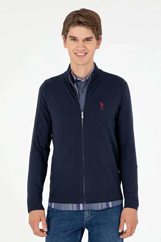 Мужской кардиган с длинным рукавом Basics U.S. Polo Assn., Navy Blue