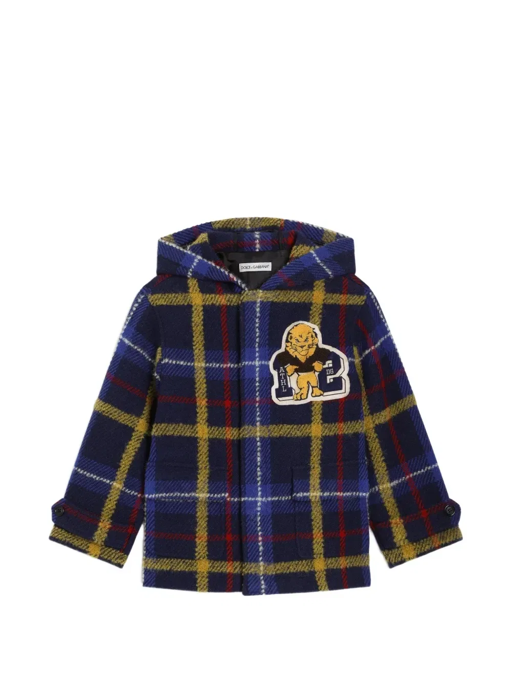 Шерстяное пальто в клетку Dolce & Gabbana Kids, синий