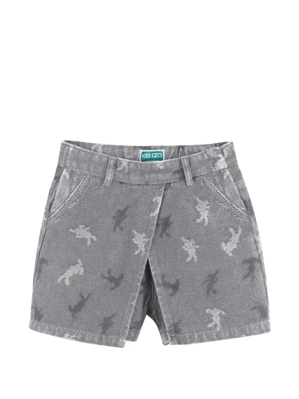 Джинсовая юбка с графичным принтом Kenzo Kids, серый