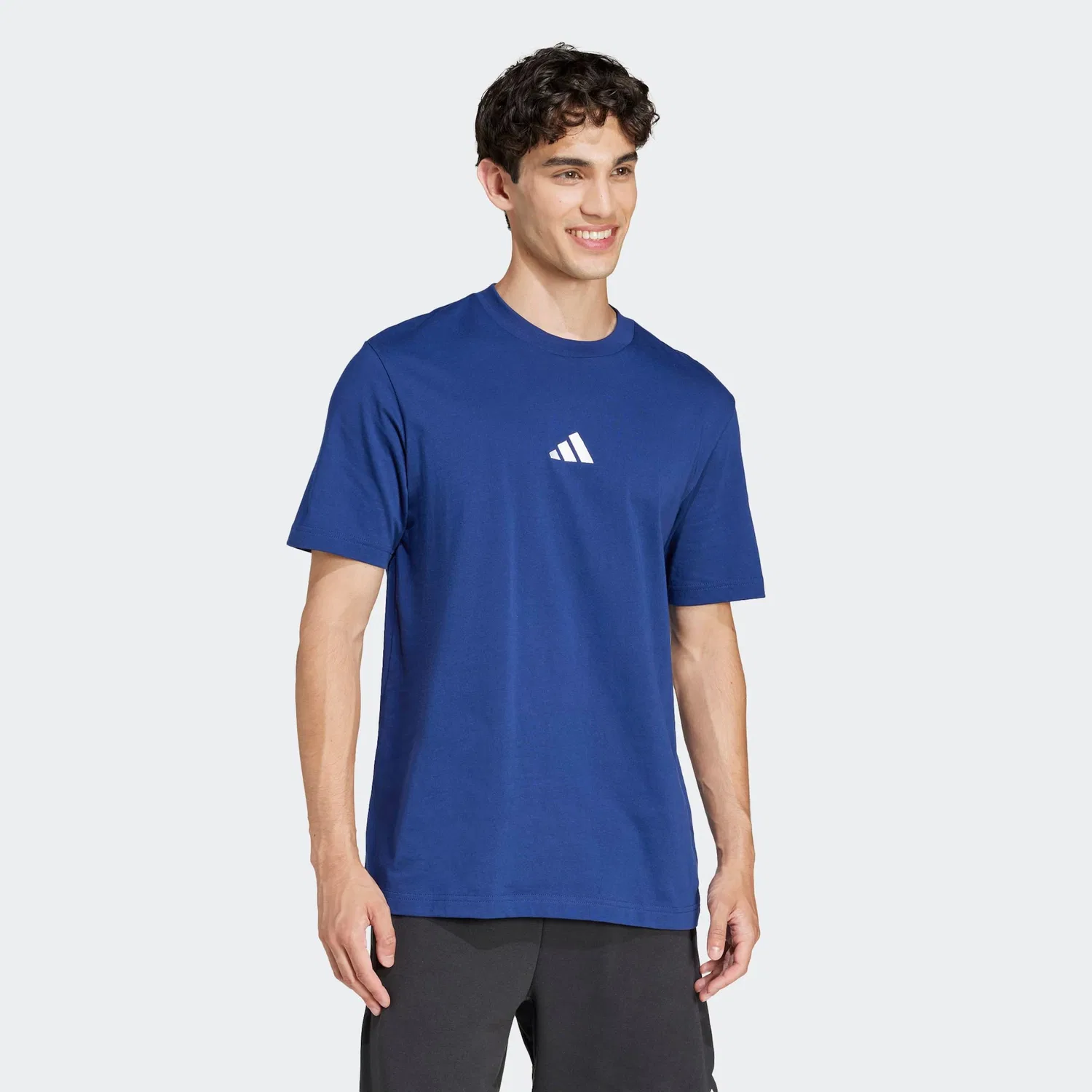 Детская хлопковая трикотажная футболка Adidas Sportswear, Dark Blue/White — фото 2