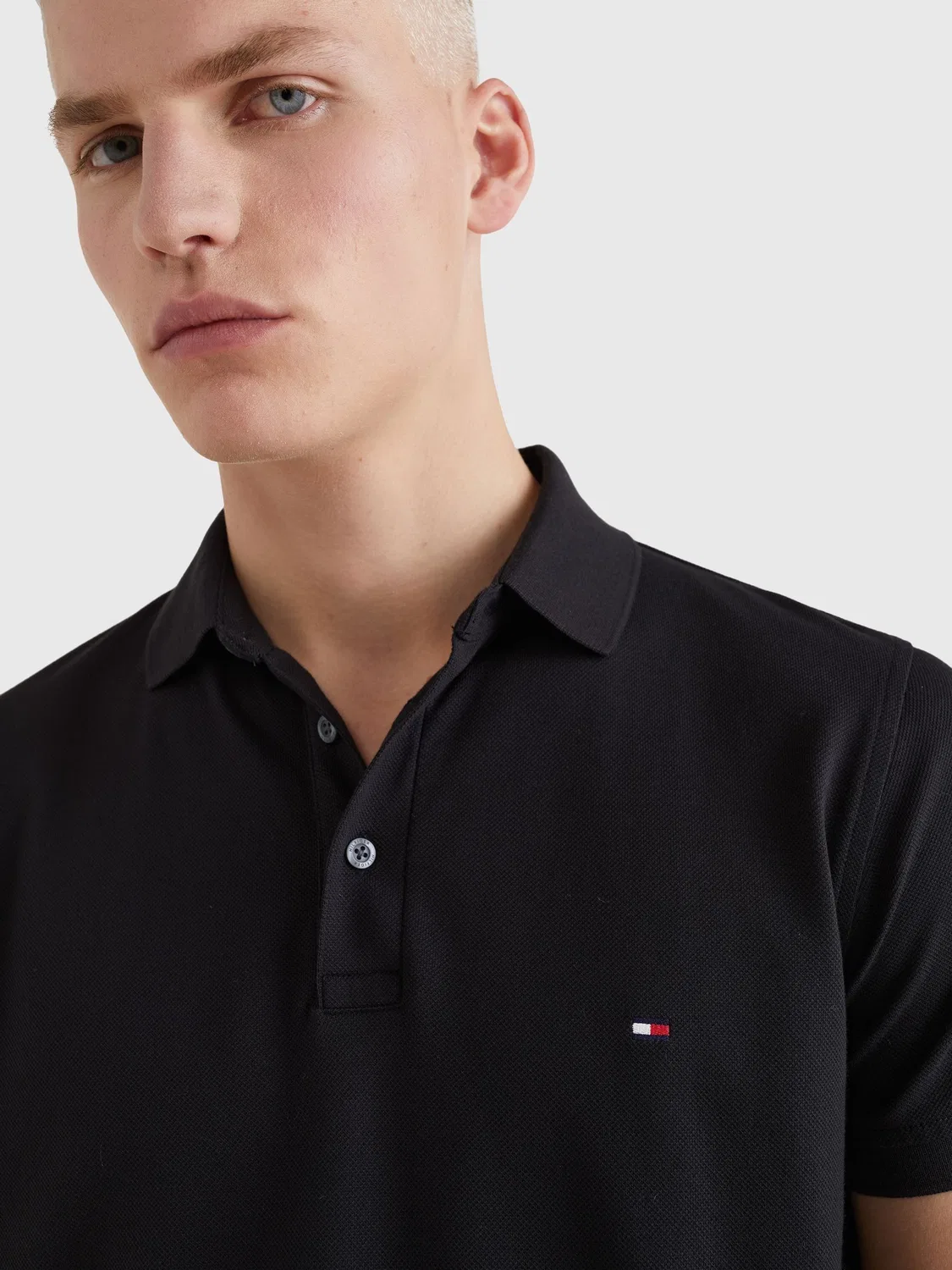 Черная приталенная рубашка-поло из пике 1985 года Tommy Hilfiger — фото 4