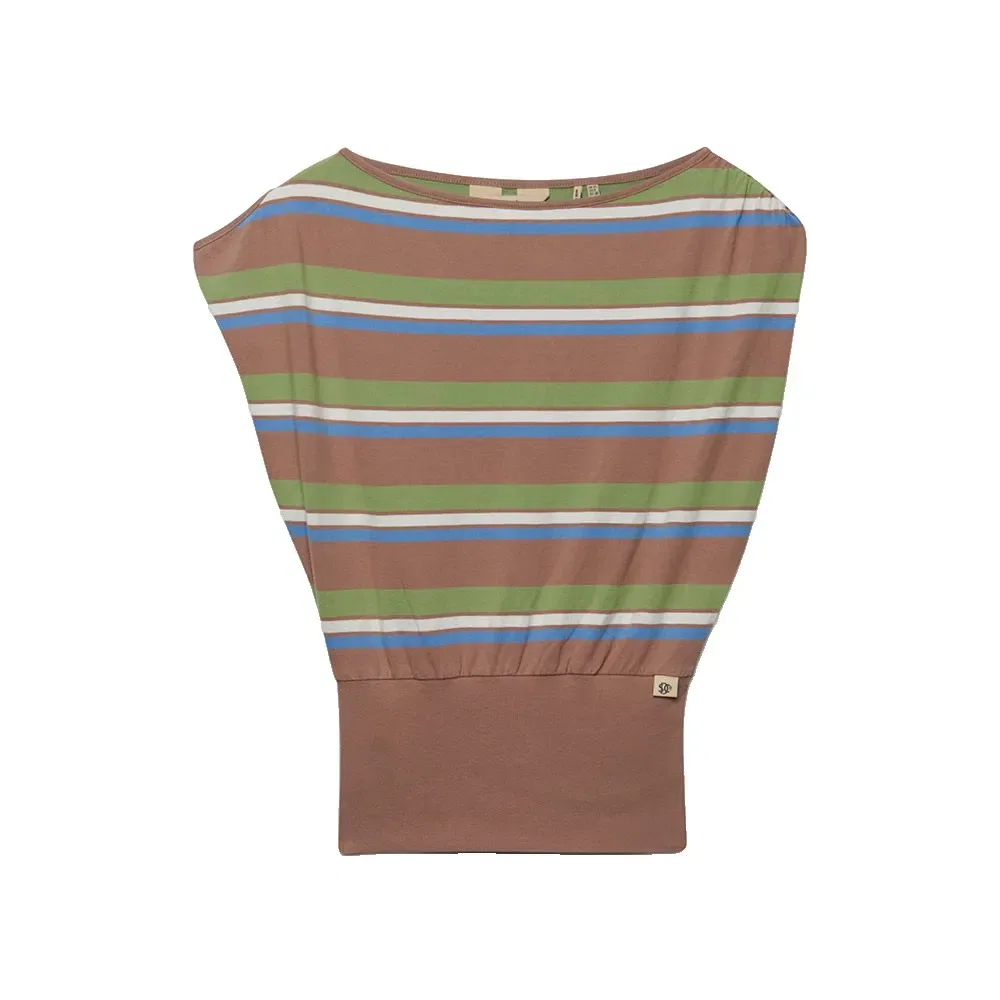 Женская футболка с рукавом-фонарик Deep Rib Stripe Bardot Superdry, Brown — фото 3