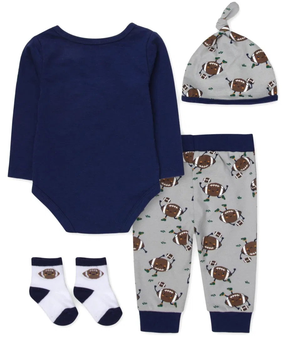 Комплект из 4 предметов для малышей My Heart Belongs to Mommy and Football Baby Essentials, Navy — фото 2