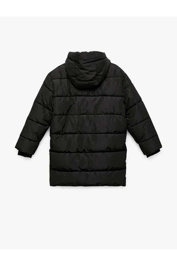 Детское пальто для девочек пуховое с капюшоном Koton, Black — фото 2