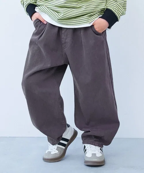 Детские брюки свободного кроя с винтажной обработкой, модель Vintage Style Loose Tuck Pants, devirock, Grey