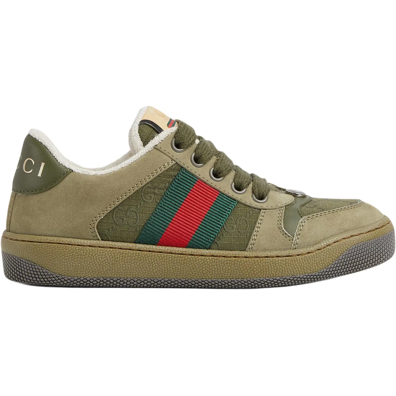 Детские кроссовки из замши с низким верхом GUCCI Screener, Green — фото 3