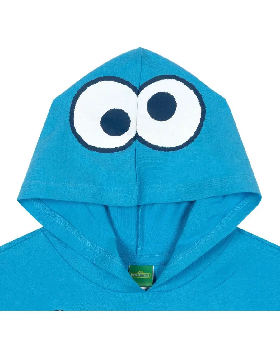 Детская футболка с капюшоном с принтом Cookie Monster Sesame Street, Cookie Monster Blue — фото 2