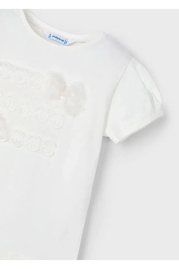 Детская футболка для девочек с принтом Summer Girl's T-Shirt Mayoral, Ecru — фото 2