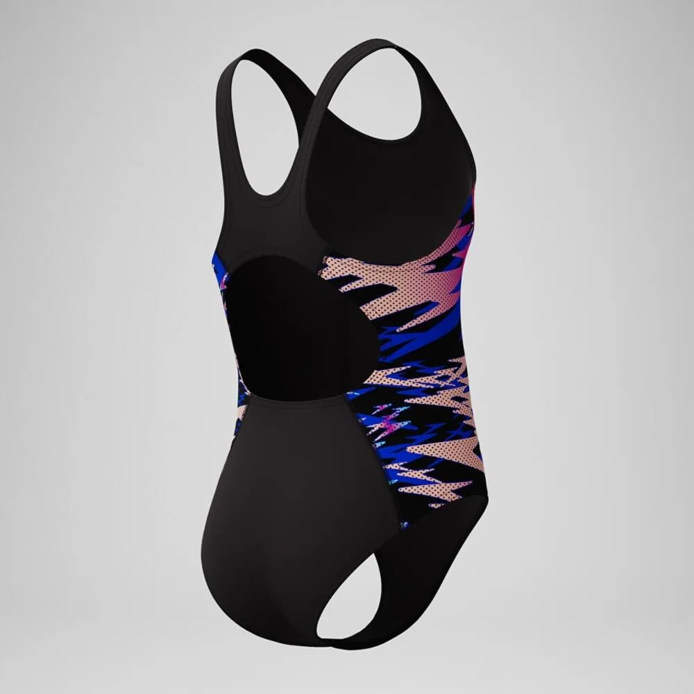Детский купальник для девочек с принтом Hyperboom Splice Speedo, Черный Розовый — фото 4