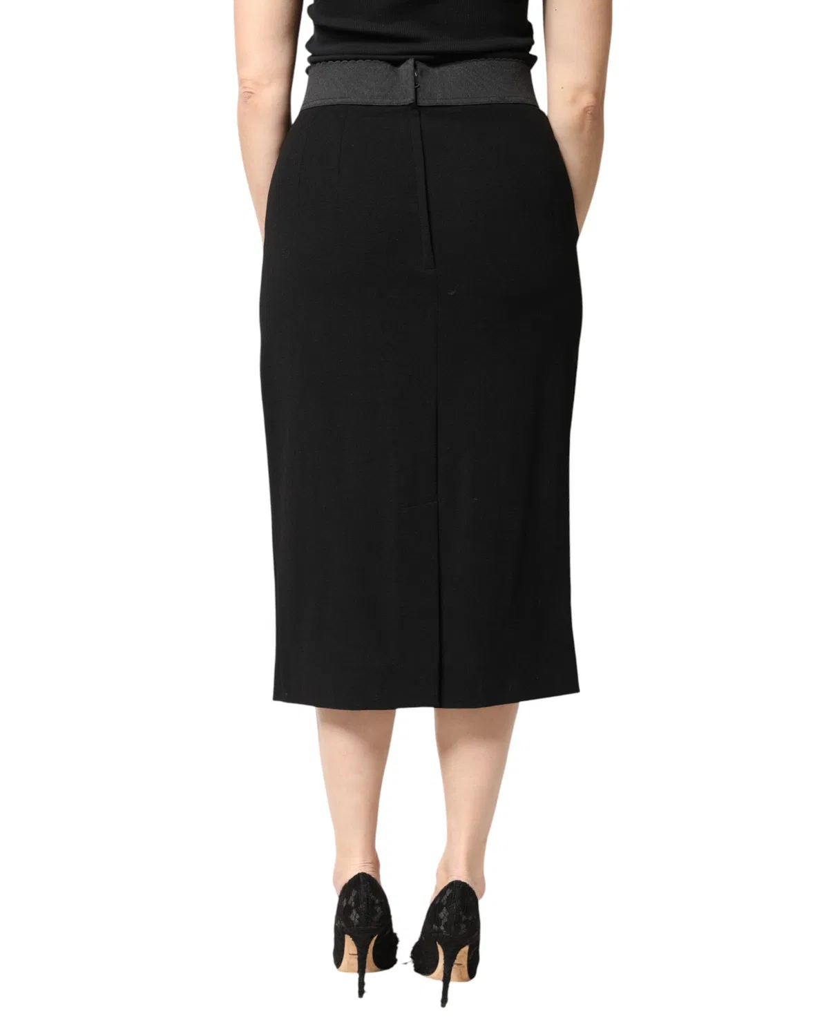 Женская шерстяная юбка-карандаш миди High Waist Midi Dolce & Gabbana, черный — фото 4