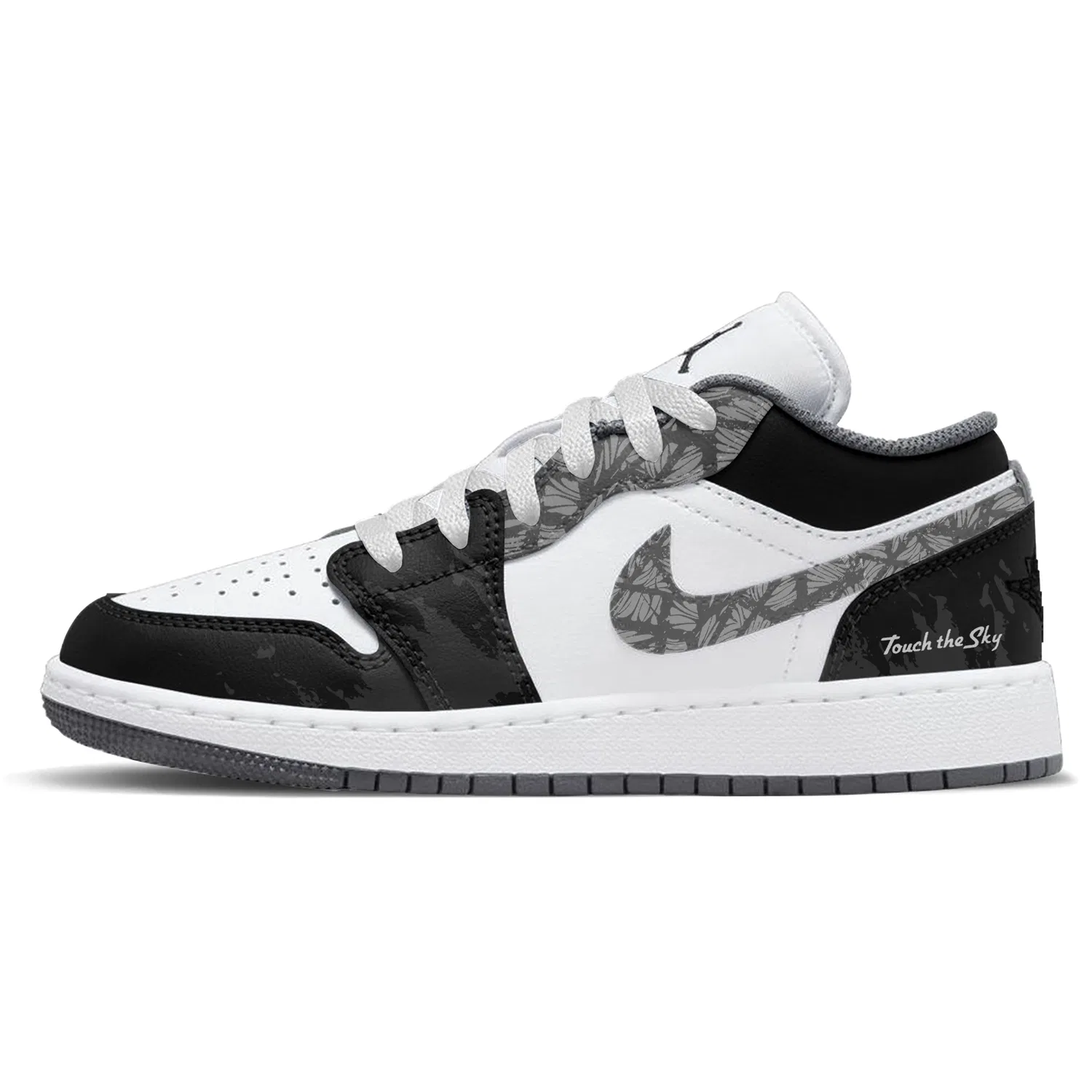 Детские кроссовки для мальчиков и девочек низкие ретро Custom Sneakers Air 1 Lemon Touch the Sky Jordan, White