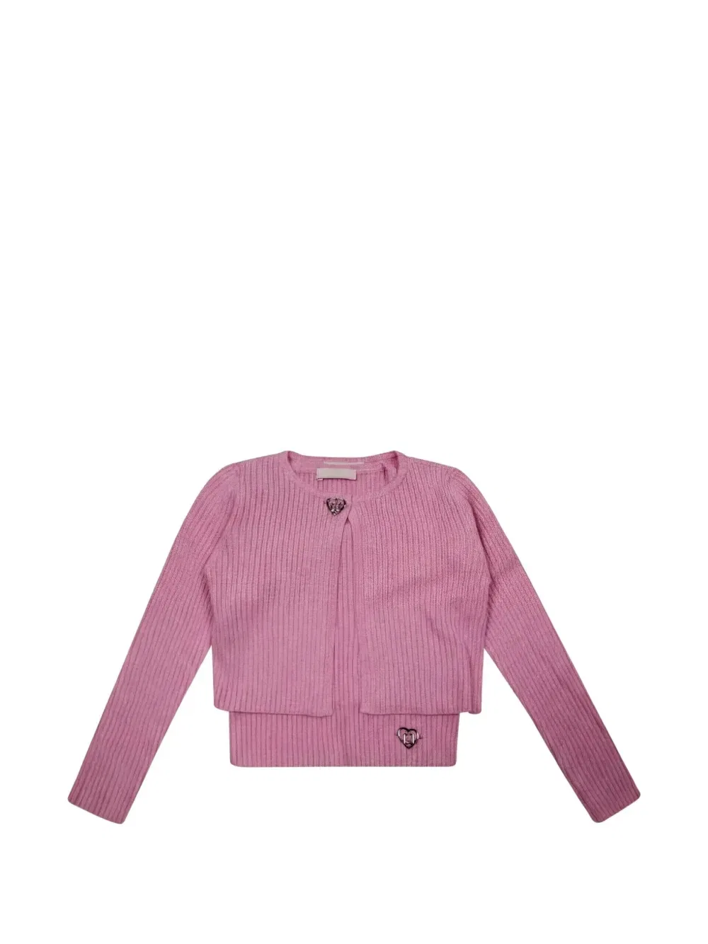 Комплект из топа и кардигана в рубчик с сердечками Liu Jo Kids, розовый