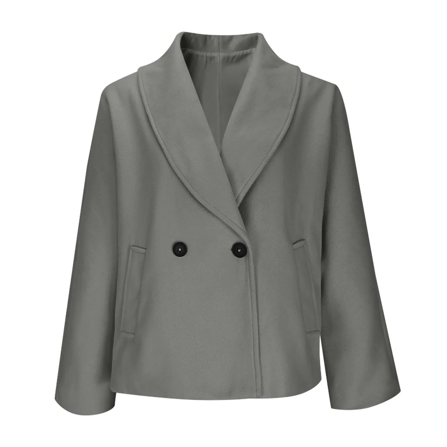 Женское пальто с отложным воротником Oversize из смесовой шерсти, Grigio — фото 4