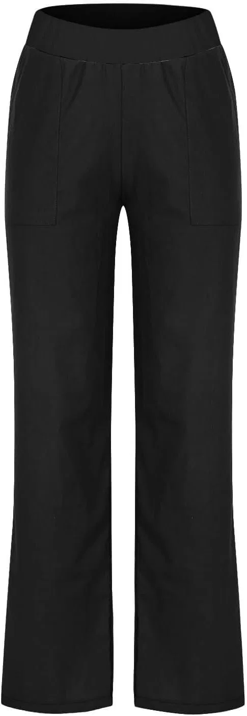 Женские широкие брюки палаццо с завязкой Cotton Linen, 2-Black — фото 4