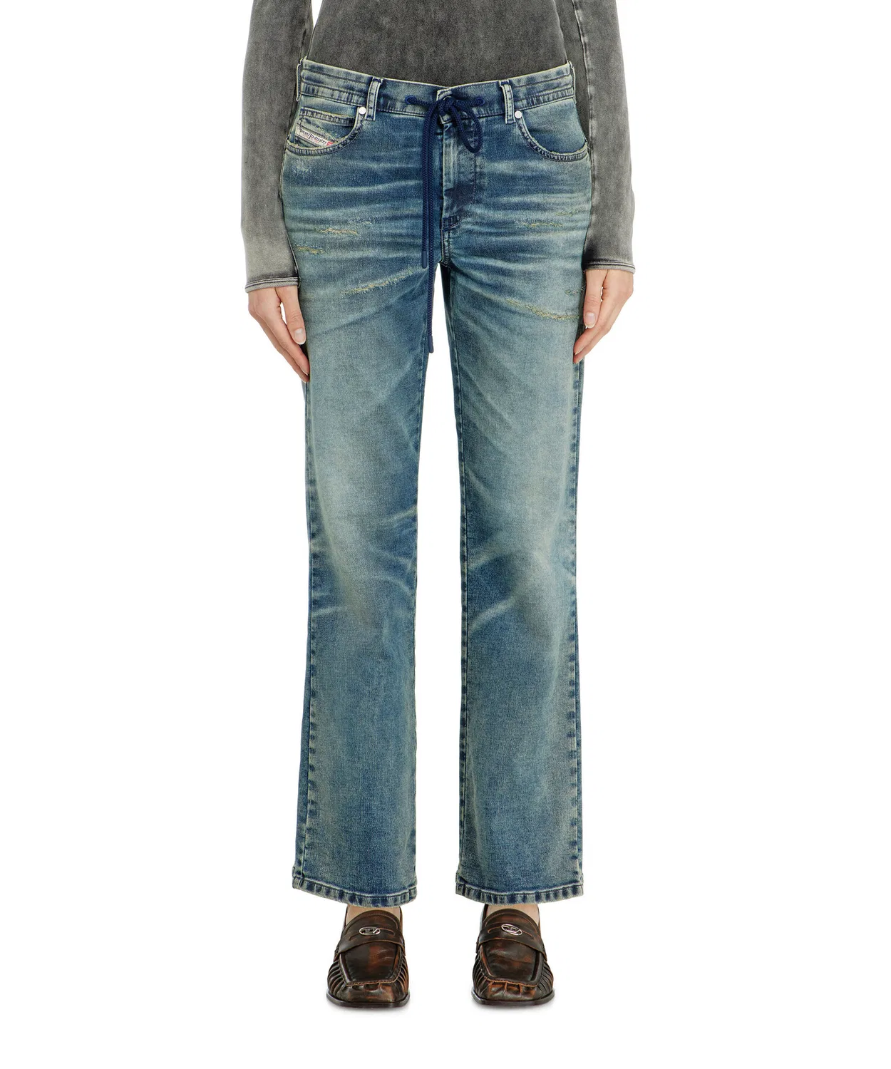 Женские джинсы-клеш с потертостями D-MEEL JOGG DIESEL, Indigo Blue