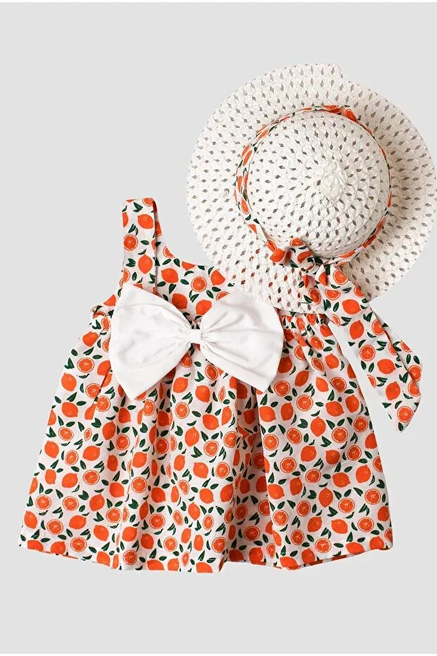 Детское платье для девочек с принтом Orange Hat Patterned Dress Generic Brands, Orange