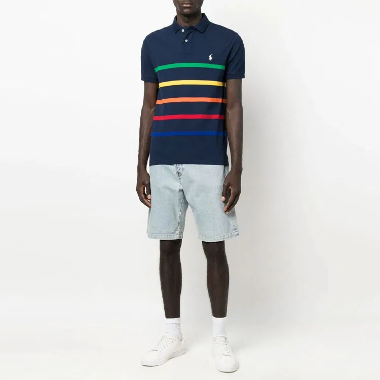 Мужское поло Polo Ralph Lauren Slim Fit, Marine Blue — фото 3