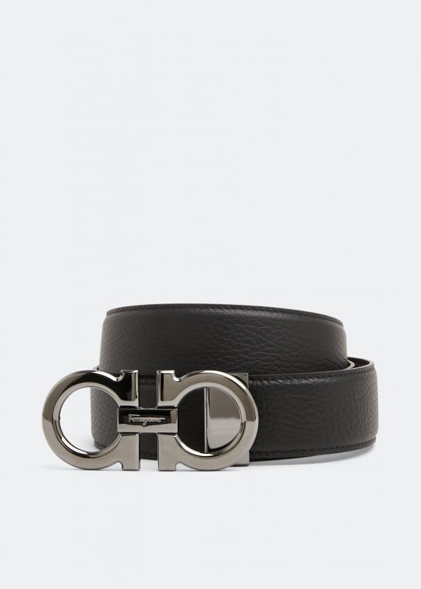 

Ремень FERRAGAMO Reversible Gancini belt, черный