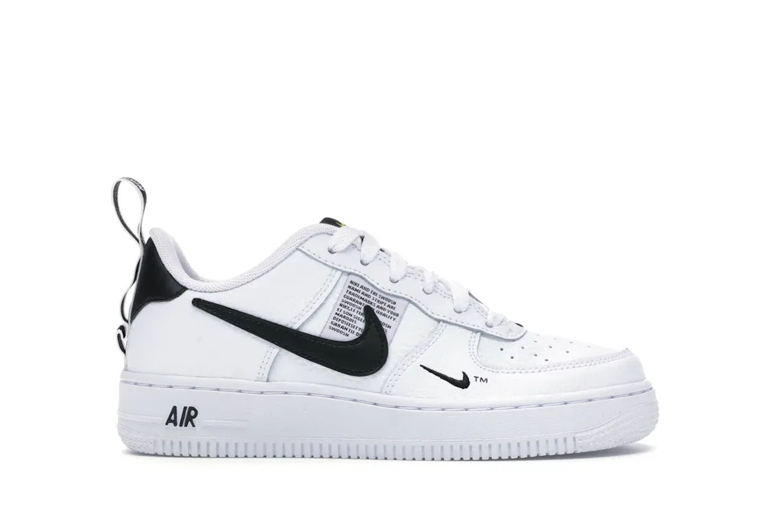 Детские кроссовки Lifestyle с ремешком Nike Air Force 1 Low Utility, White/White-Black-Tour Yellow