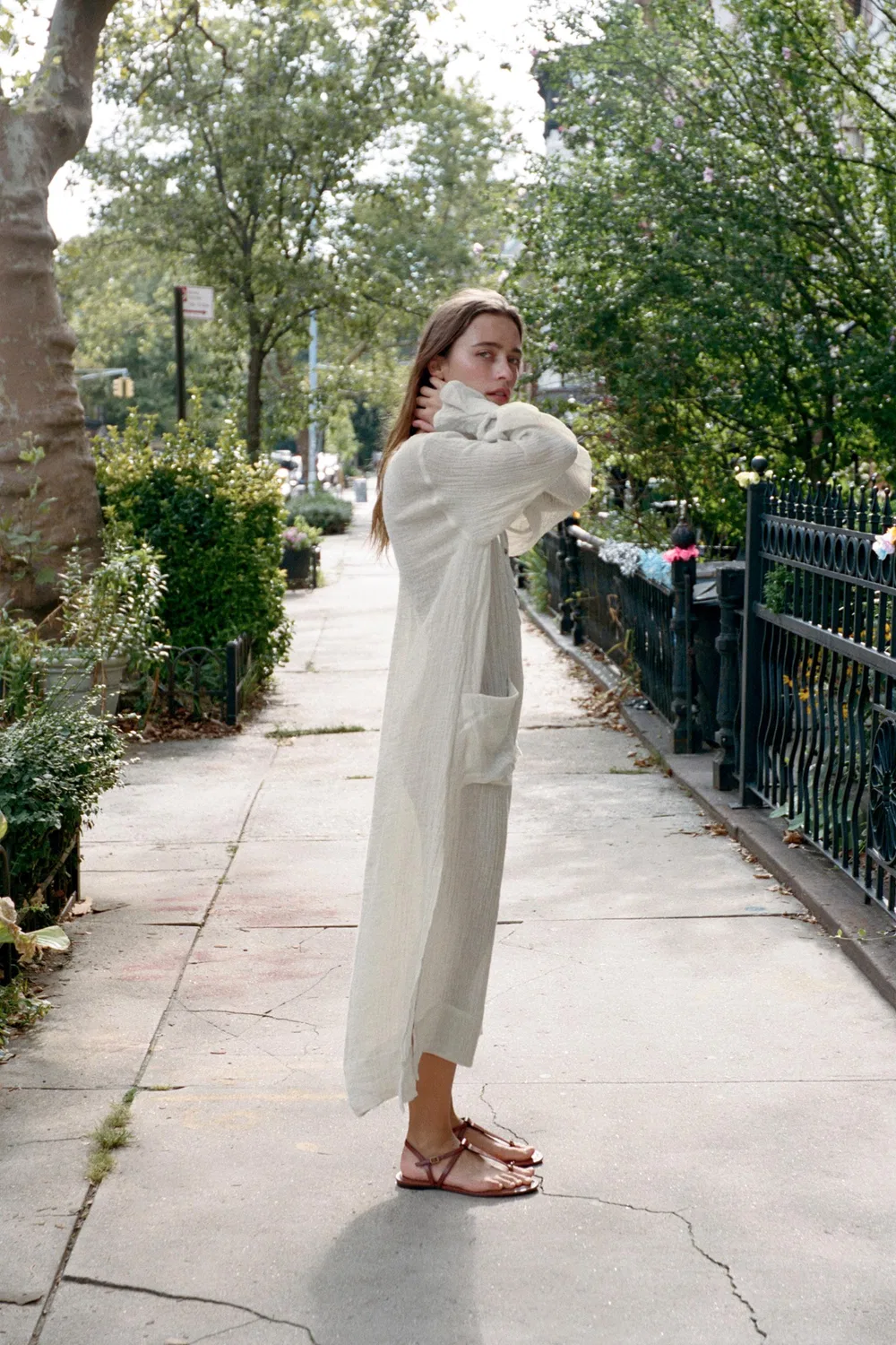 Платье-туника из 100% льна ZARA, White — фото 3