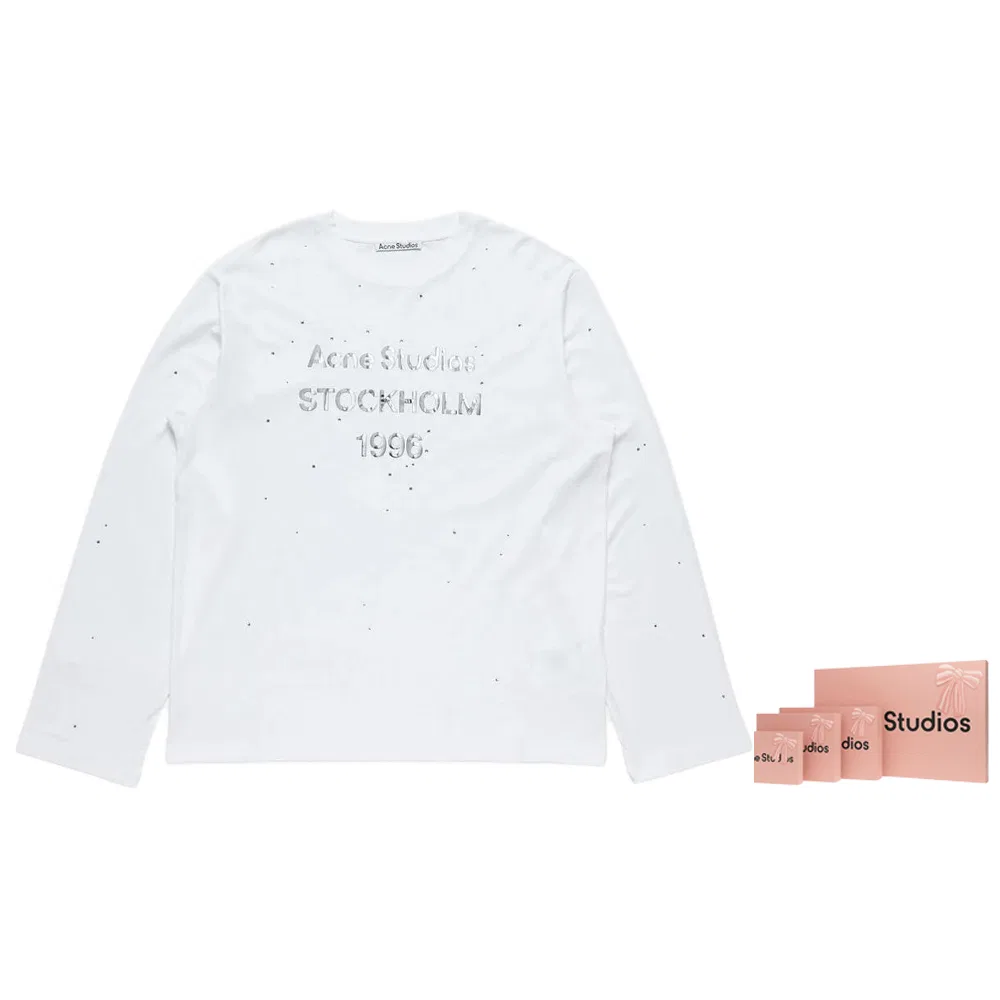 Женский лонгслив с логотипом Acne Studios, Белый