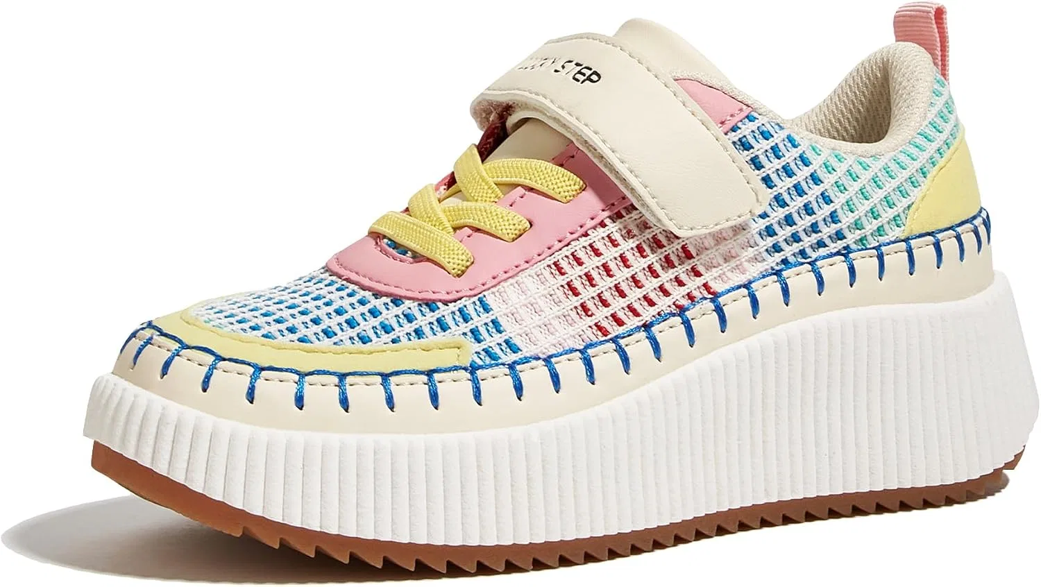 Детские кроссовки для девочек с блестками LUCKY STEP, Pink/Yellow Multi Knit