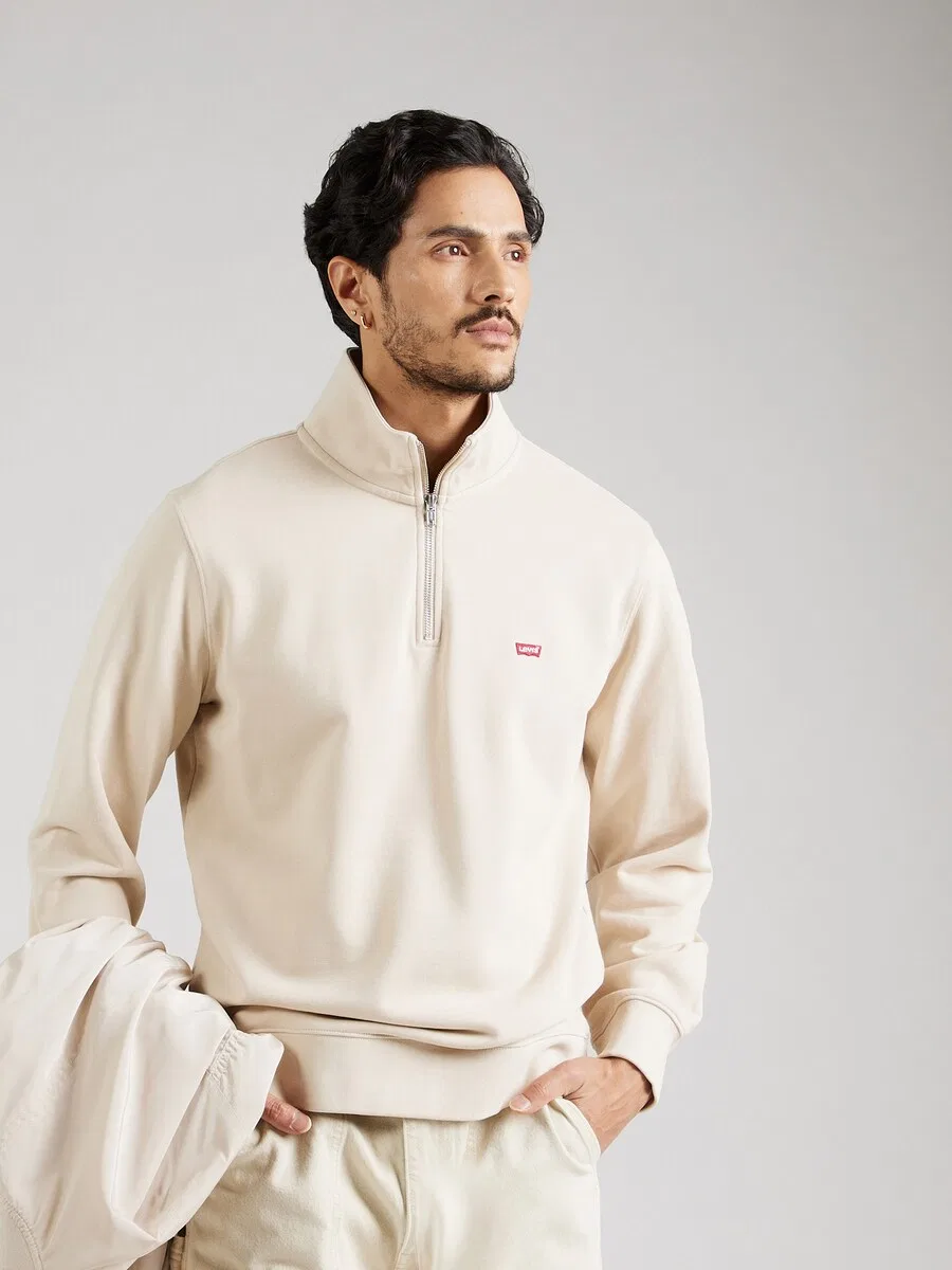 Толстовка LEVI'S 'Original Housemark Quarter-Zip Pullover' кремового цвета — фото 3