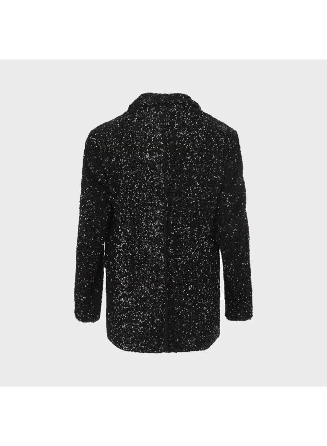 Блейзер с блестящими пайетками и подплечниками Zara, черный — фото 3