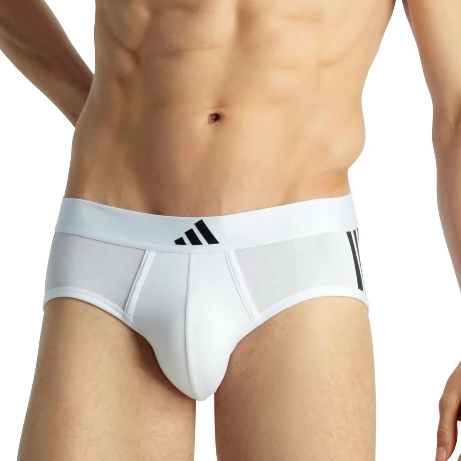 Мужские хлопковые трусы-слипы Adidas Basic Brief, Ultraweiß Weiss — фото 4