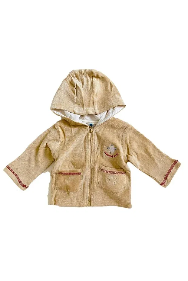 Детская кофта на молнии из вельвета с капюшоном Yorni, Brown