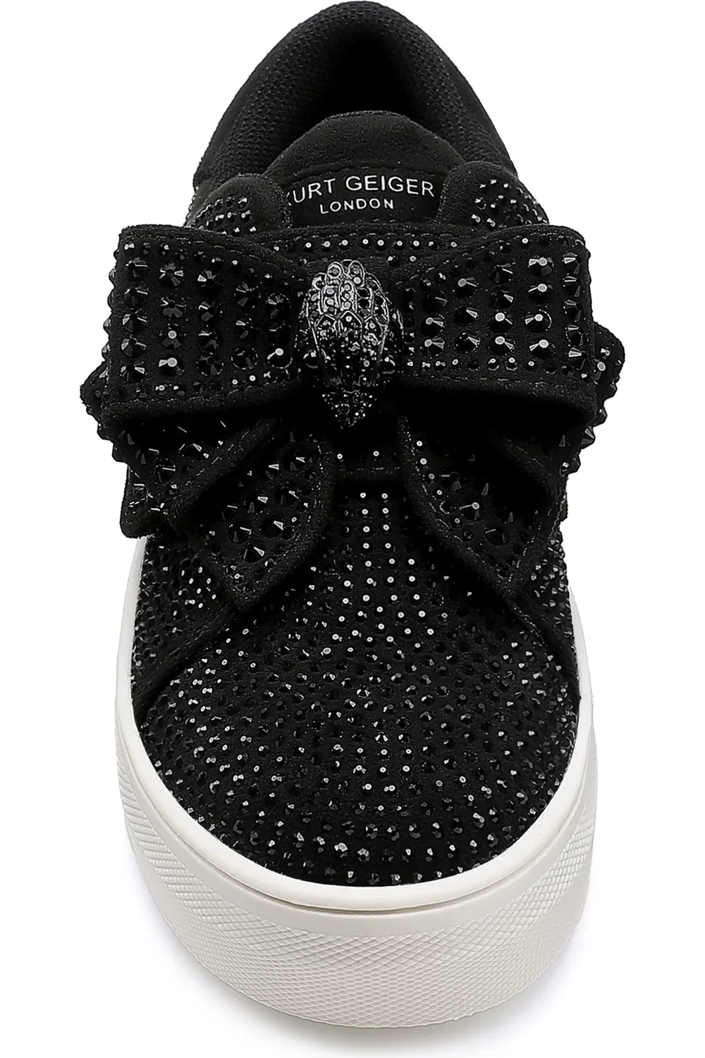 Кроссовки детские платформа с кристаллами Mini Laney Bow Kurt Geiger London, черно-белый — фото 3