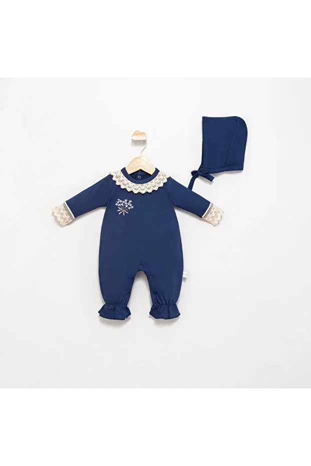 Детский ромпер для девочек хлопковый Moonelle Nonna Baby, Navy Blue — фото 2