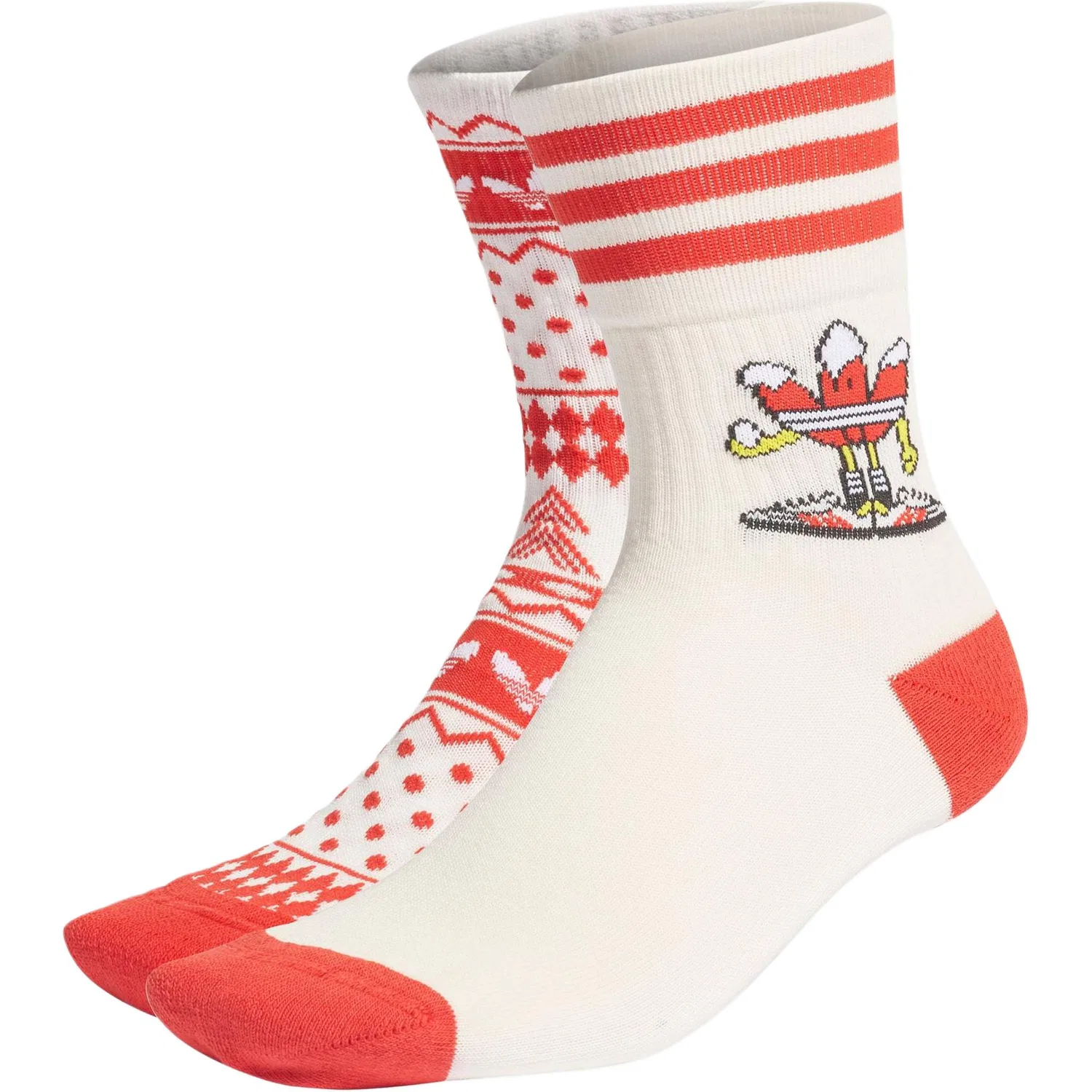 Детские носки с рождественским принтом, комплект из 2 пар, Adidas Originals, Ecru/Red