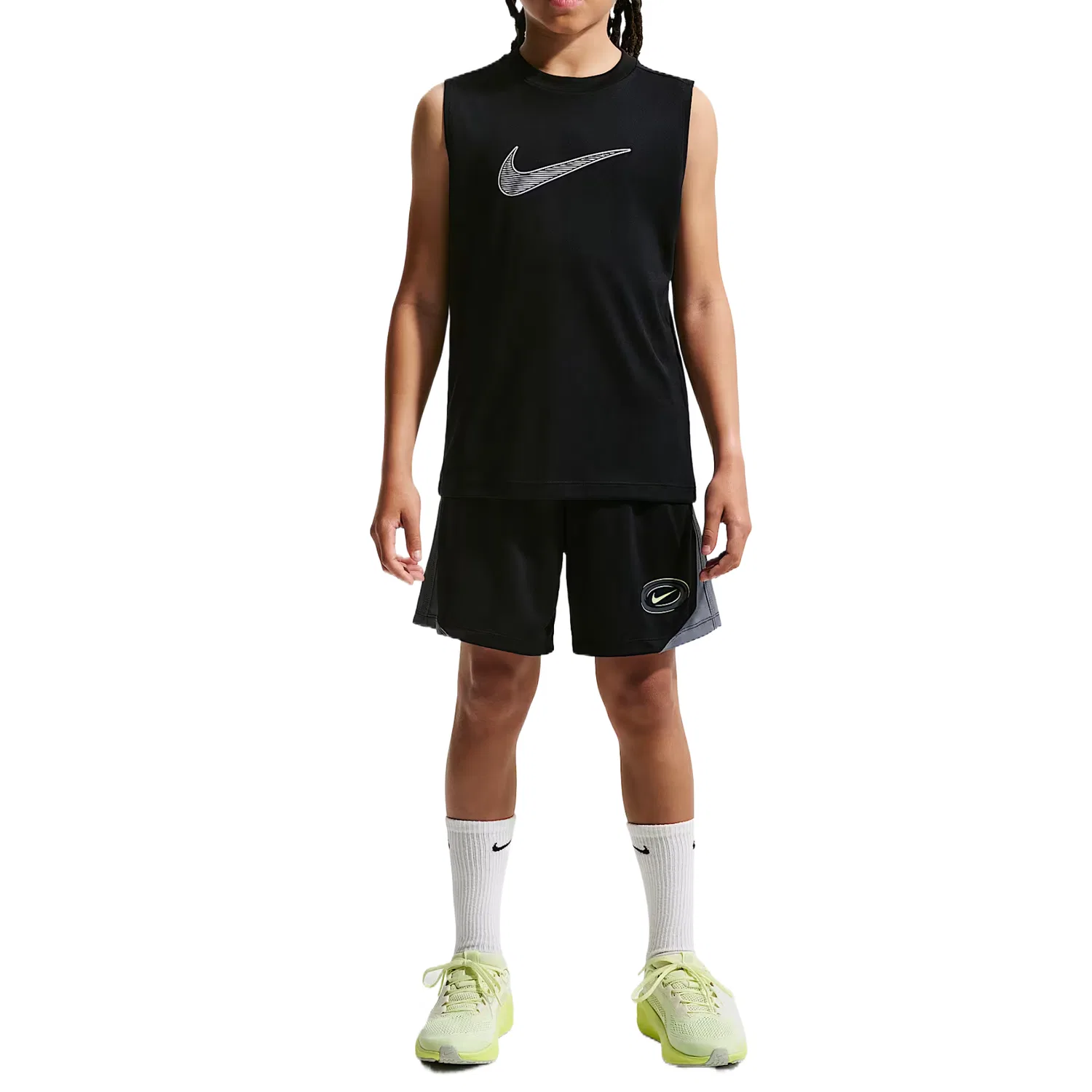 Детские шорты, модель Moderate, Nike, Black/Smoke Gray/Light Liquid Lime — фото 4