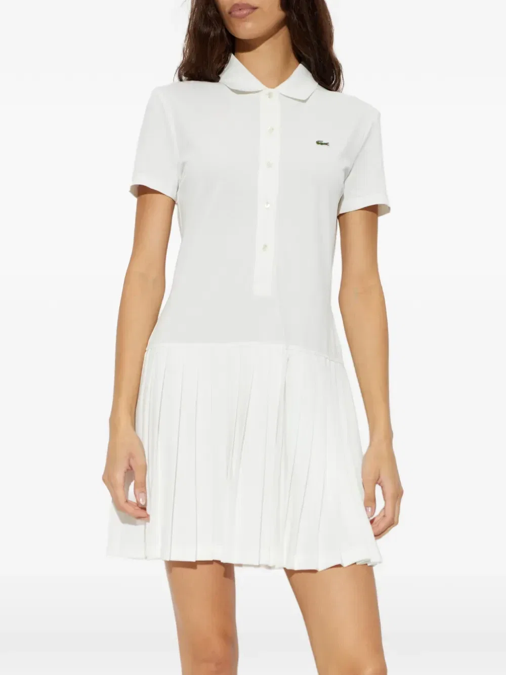 Мини-платье-поло с плиссированной юбкой Lacoste, белый — фото 3