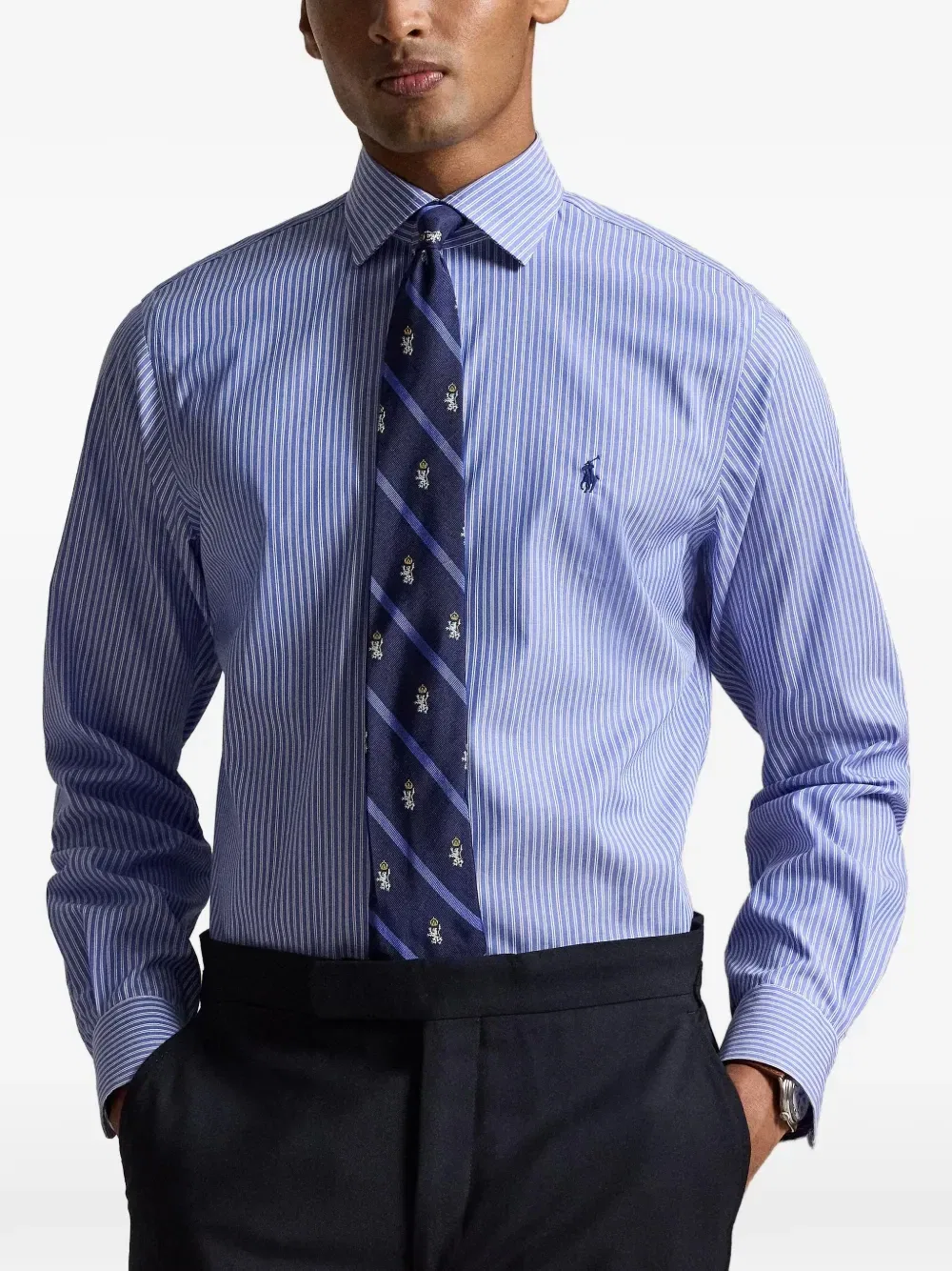 Поплиновая рубашка Regent в полоску POLO RALPH LAUREN, синий