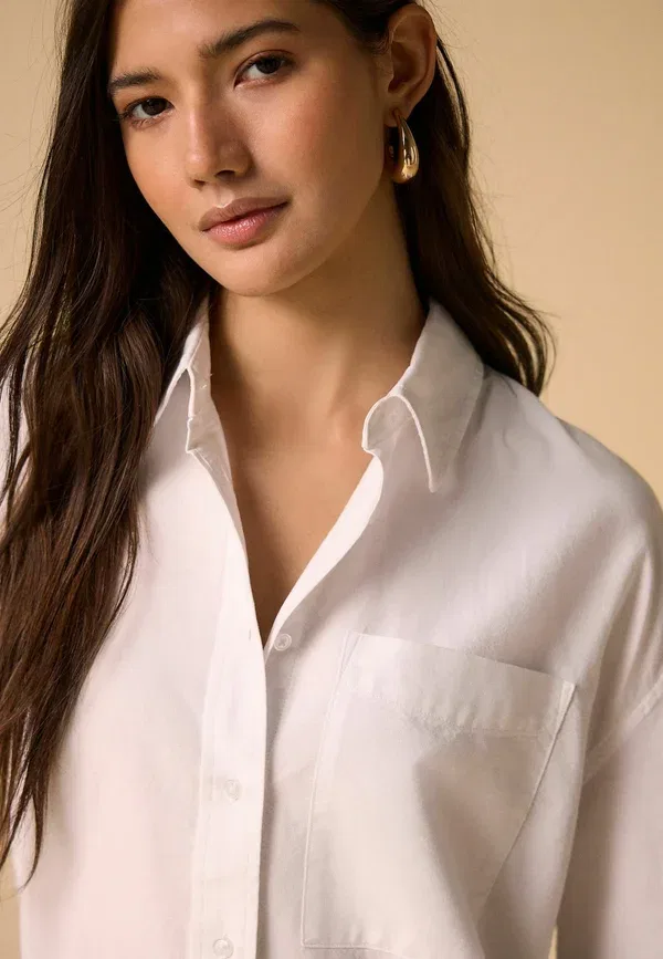 Блуза свободного кроя Button-down blouse Next, white, белый — фото 3