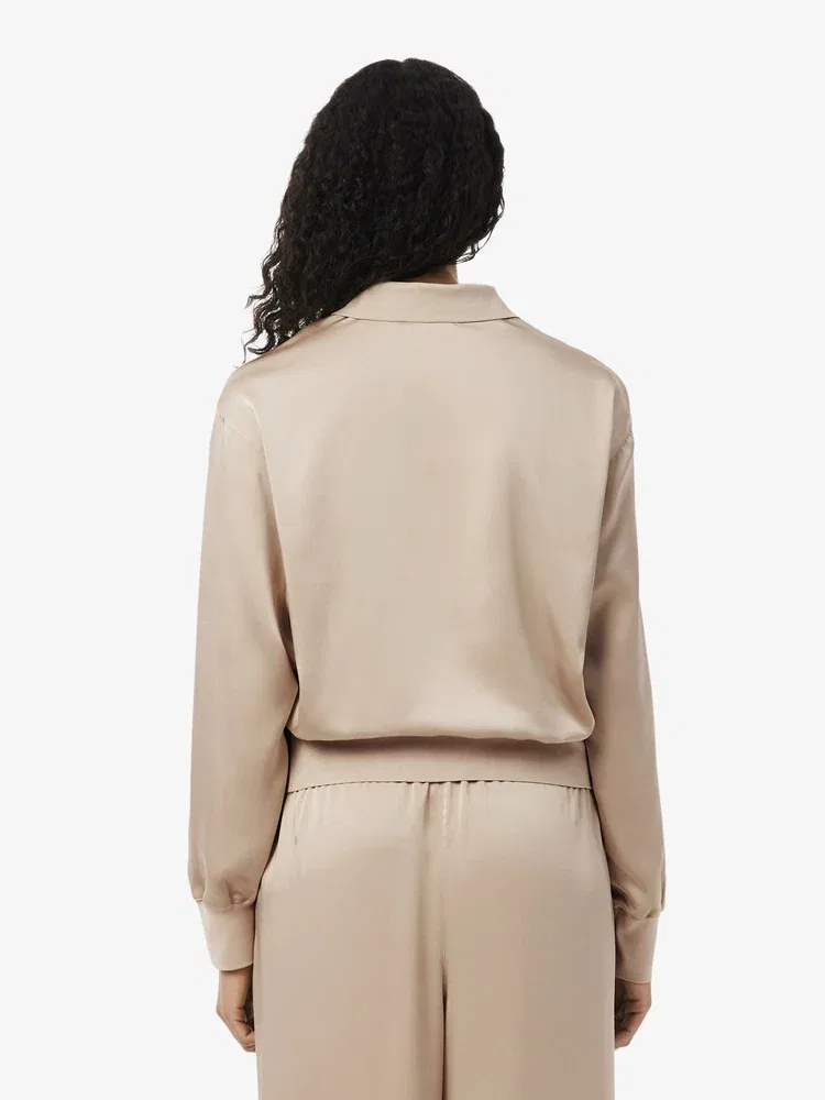 Блуза-поло LACOSTE Beige из сатина CF9802, женская, элегантная — фото 3