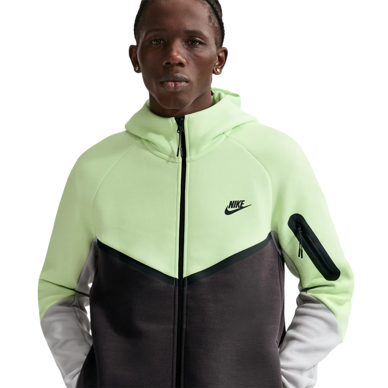 Мужское худи Windrunner Nike Tech Fleece, цвет Lt Liquid Lime/Anthracite/Lt Smoke Grey — фото 3