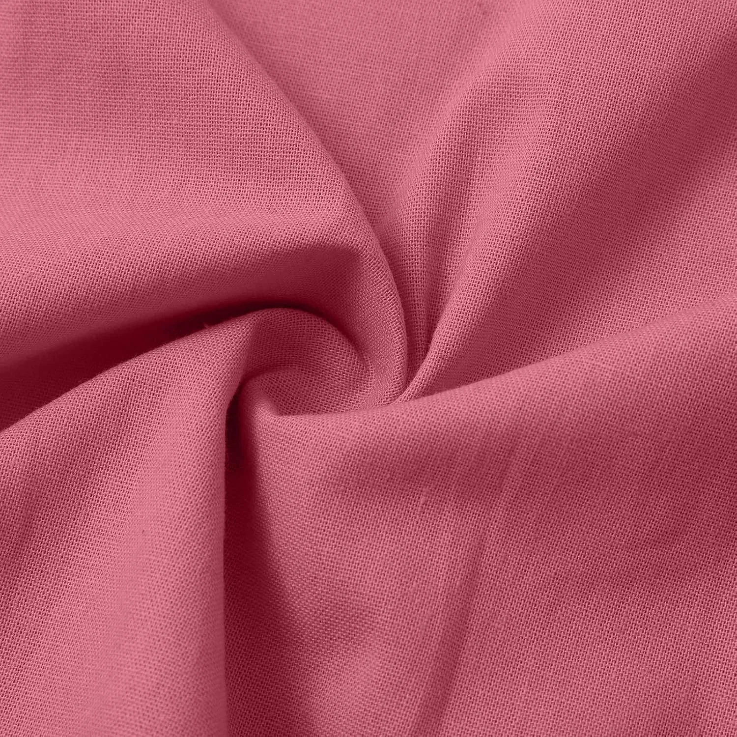 Женское хлопковое платье миди V-образным вырезом, Pink — фото 4