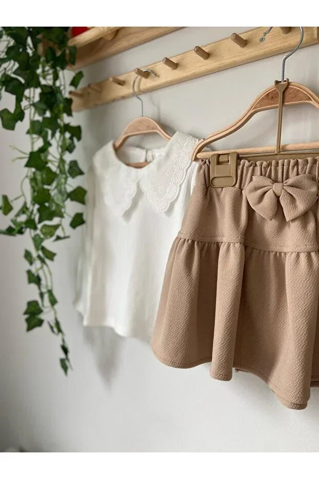 Детский комплект для девочек с кружевным воротником Orng Baby, Ecru