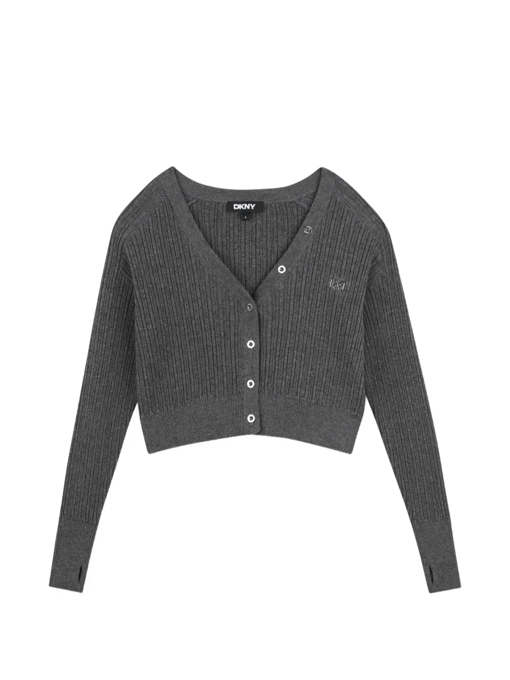 Кардиган в рубчик с V-образным вырезом Dkny Kids, серый