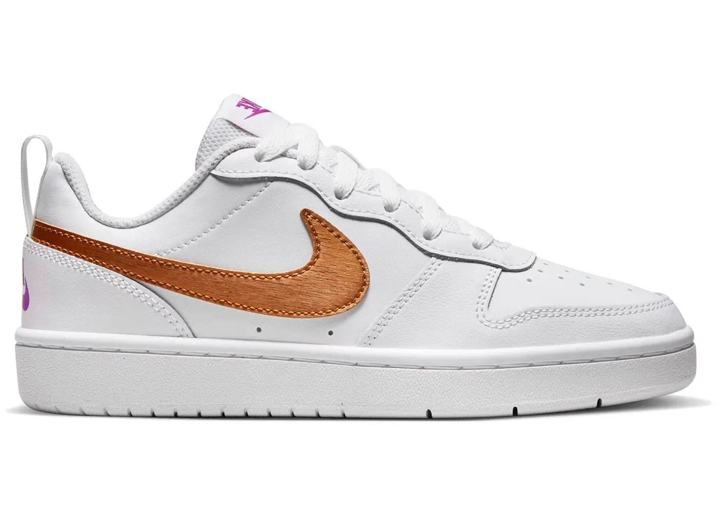 Детские кроссовки для мальчиков и девочек Lifestyle Nike Court Borough Low 2 SE, White/Vivid Purple/Metallic Copper