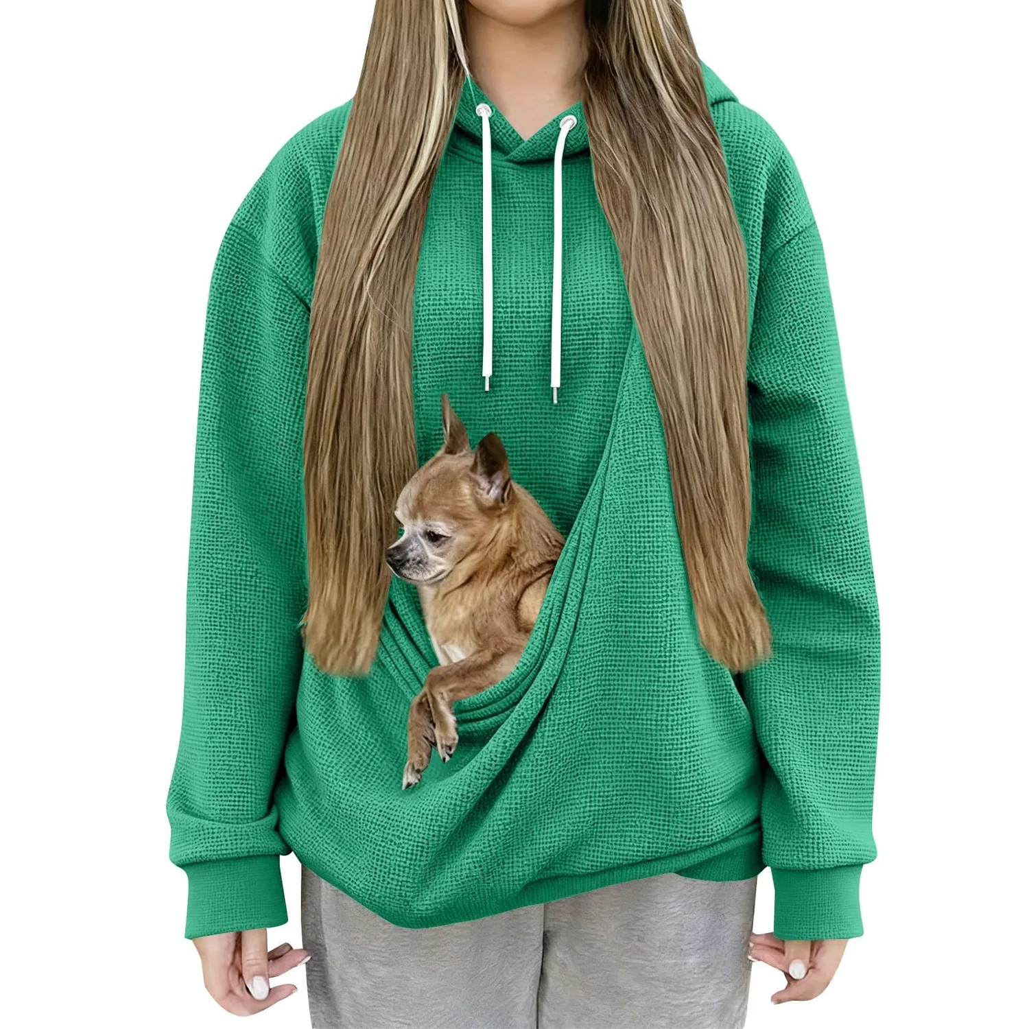 Женский худи с длинным рукавом и карманом-кенгуру Cat Hoodie, z11 green — фото 2