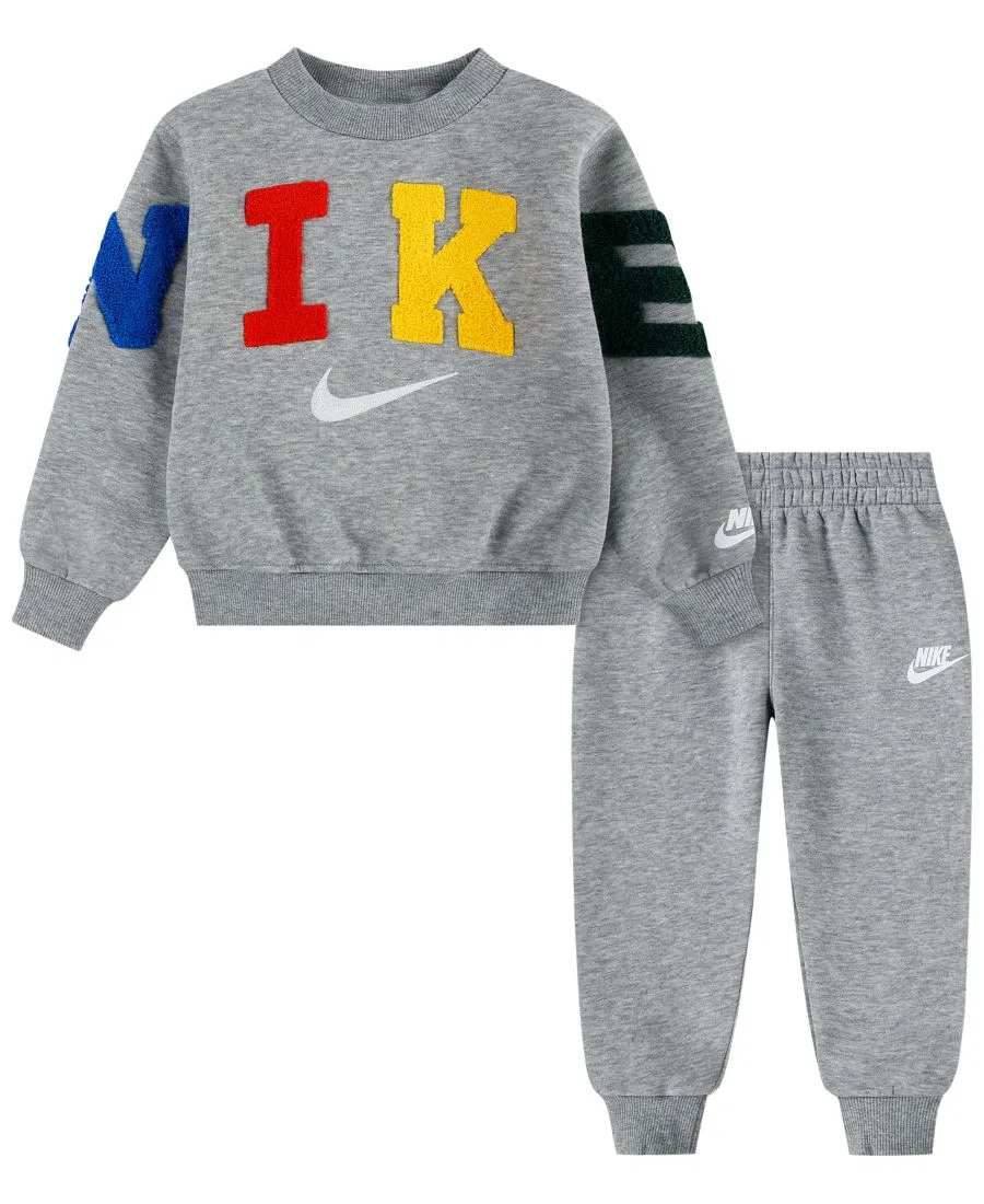 Комплект из футера с флисом, свитшот и джоггеры Nike, Dark Heather Gray