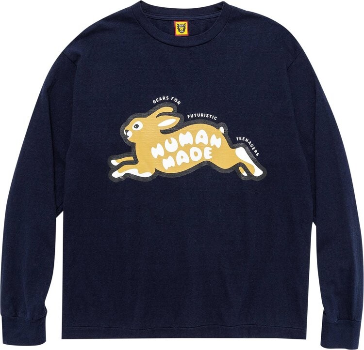 

Футболка Human Made Rabbit Long-Sleeve T-Shirt 'Navy', синий