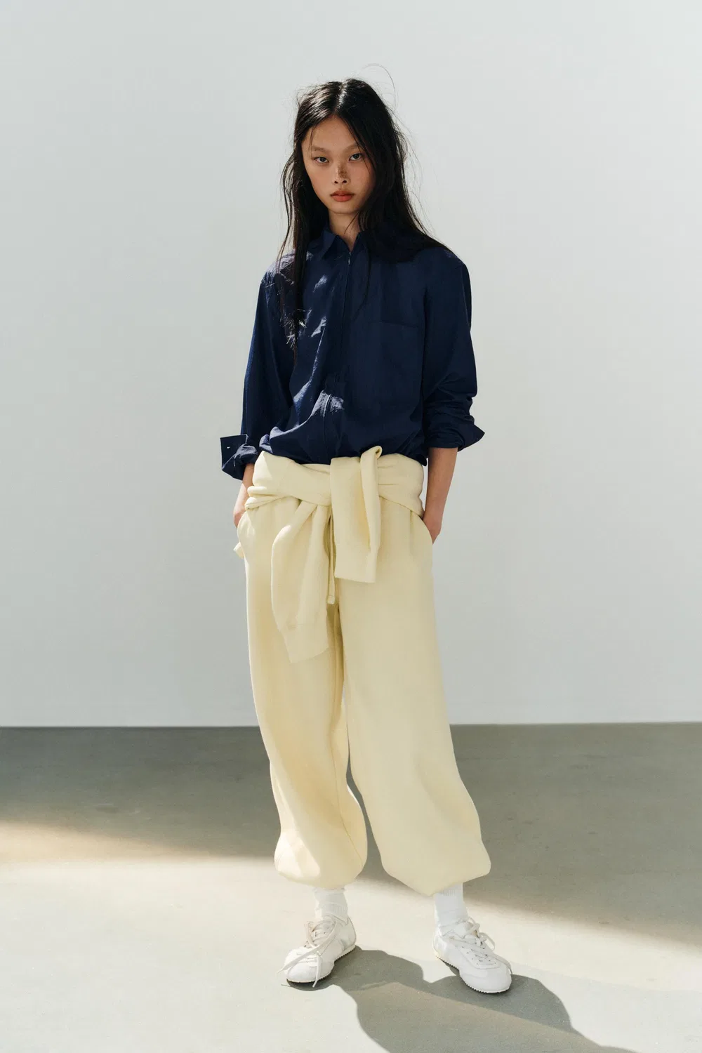 Рубашка на молнии из технической ткани ZARA, Midnight blue